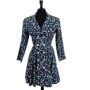 Vintage 90s Rampage Products Dress Floral Collared Fit and Flare 1990s